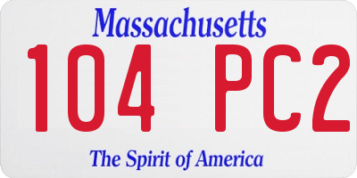 MA license plate 104PC2