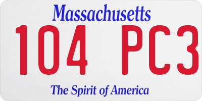 MA license plate 104PC3