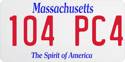 MA license plate 104PC4