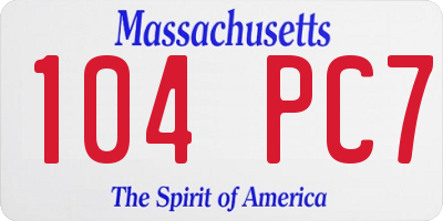MA license plate 104PC7