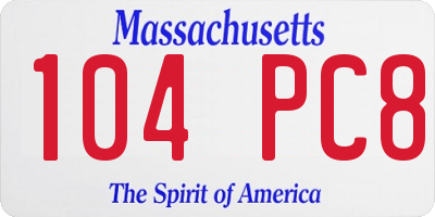 MA license plate 104PC8