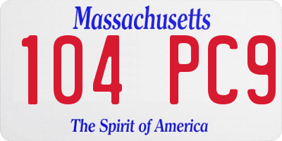 MA license plate 104PC9