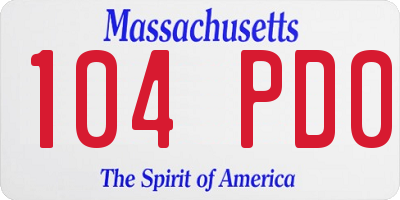 MA license plate 104PD0