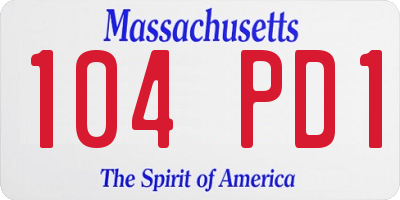 MA license plate 104PD1