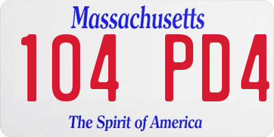 MA license plate 104PD4