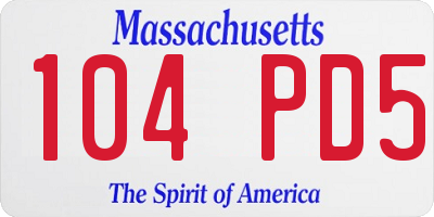 MA license plate 104PD5
