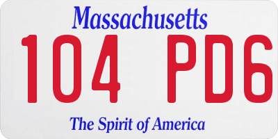 MA license plate 104PD6