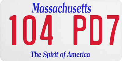 MA license plate 104PD7