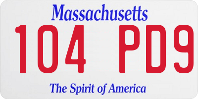MA license plate 104PD9