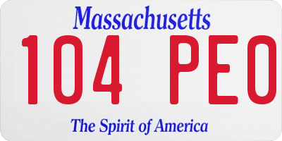 MA license plate 104PE0