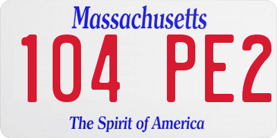 MA license plate 104PE2