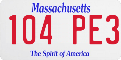 MA license plate 104PE3