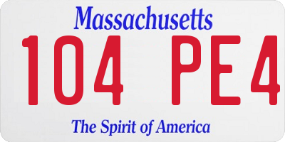 MA license plate 104PE4