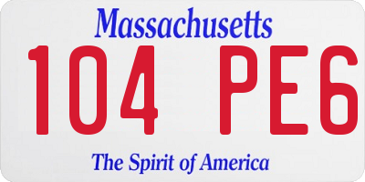 MA license plate 104PE6