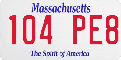 MA license plate 104PE8