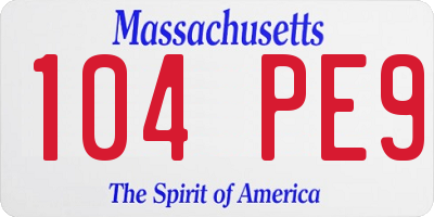 MA license plate 104PE9