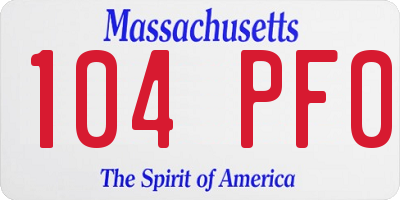 MA license plate 104PF0