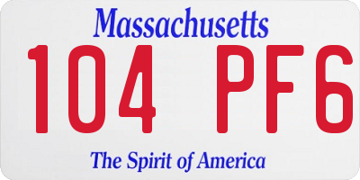 MA license plate 104PF6