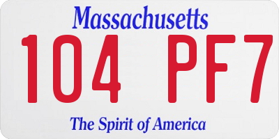 MA license plate 104PF7