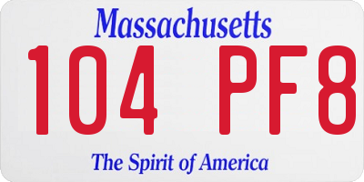 MA license plate 104PF8