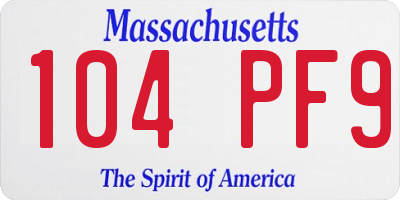 MA license plate 104PF9