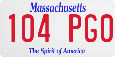 MA license plate 104PG0