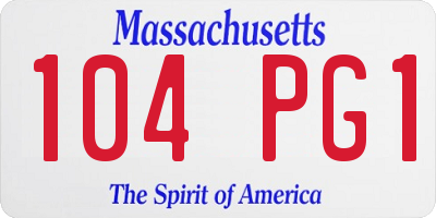 MA license plate 104PG1
