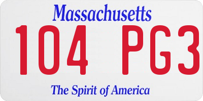 MA license plate 104PG3