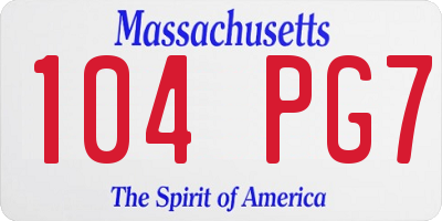 MA license plate 104PG7