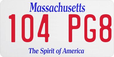 MA license plate 104PG8