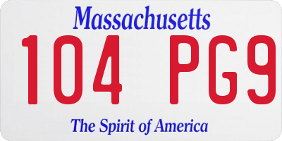 MA license plate 104PG9
