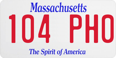 MA license plate 104PH0