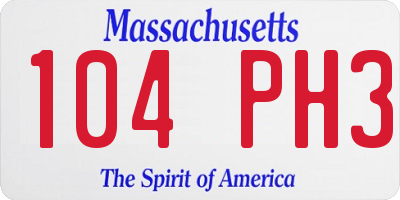 MA license plate 104PH3