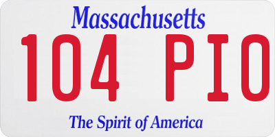MA license plate 104PI0