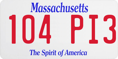 MA license plate 104PI3