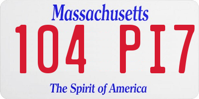 MA license plate 104PI7