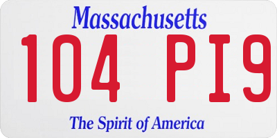 MA license plate 104PI9