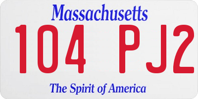 MA license plate 104PJ2