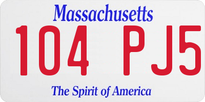 MA license plate 104PJ5