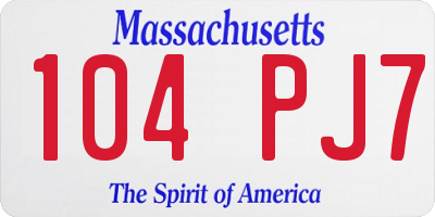 MA license plate 104PJ7