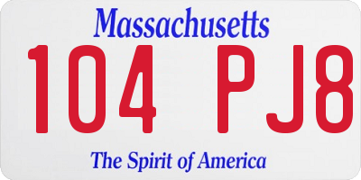 MA license plate 104PJ8