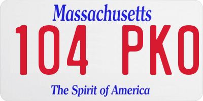 MA license plate 104PK0