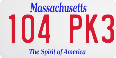 MA license plate 104PK3