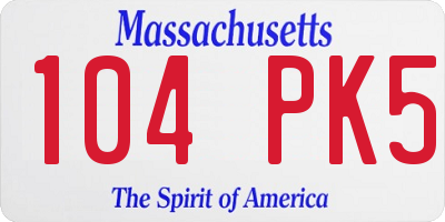 MA license plate 104PK5