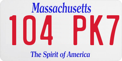 MA license plate 104PK7
