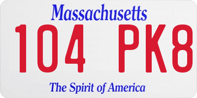 MA license plate 104PK8