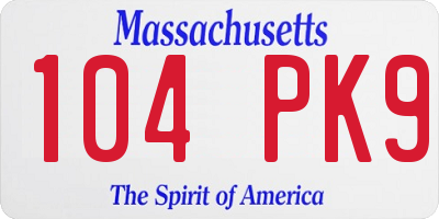 MA license plate 104PK9