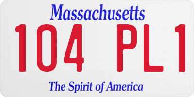 MA license plate 104PL1