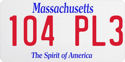 MA license plate 104PL3
