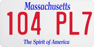 MA license plate 104PL7